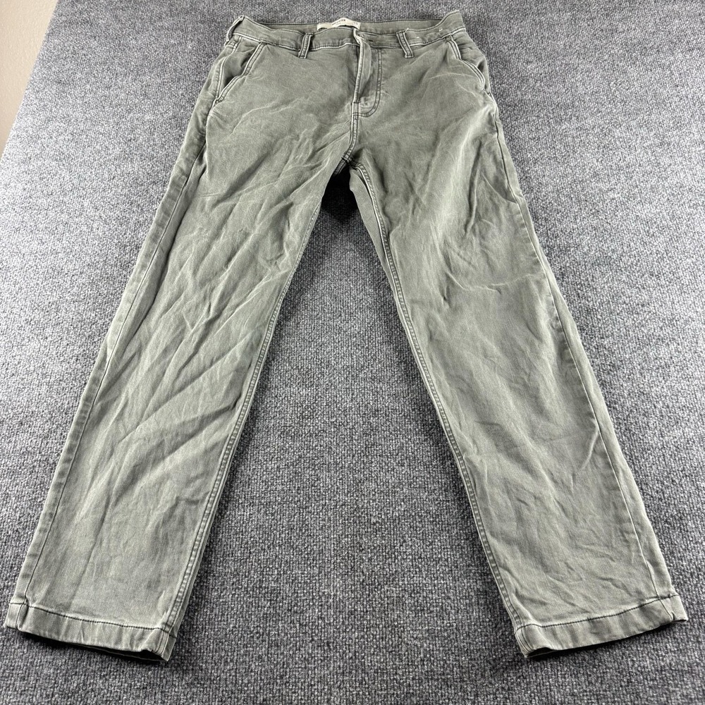 Hollister Pants Mens 32x31* Green Loose Fit Straight Denim Chino Stretch